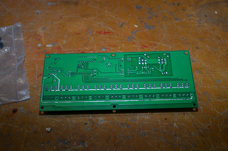 This is the initial board, which has been cleaned and the 2 solder tracks where the wire are to be added have had additional solder added.