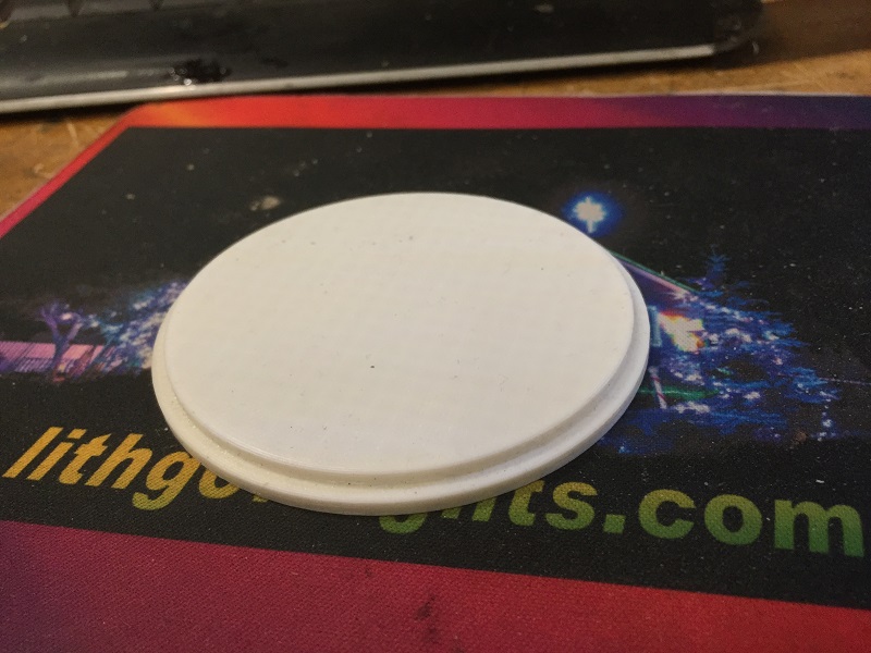 Another job was designed and started this week, and that is covers for the ends of the Tint Tubes. These polycarbonate tubes are open ended and attract bugs, snails and even grass in them, so I decided to 3D print a clip on cap for the top, and a matching base (the base has a slot to allow cable entry). These are currently being printed with the last of the white ABS I have here.